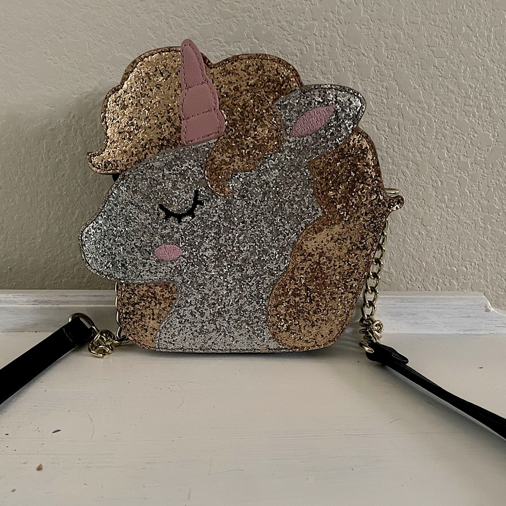 BETSEY JOHNSON LUV Kitsch Unicorn Crossbody Bag Glitter Purse